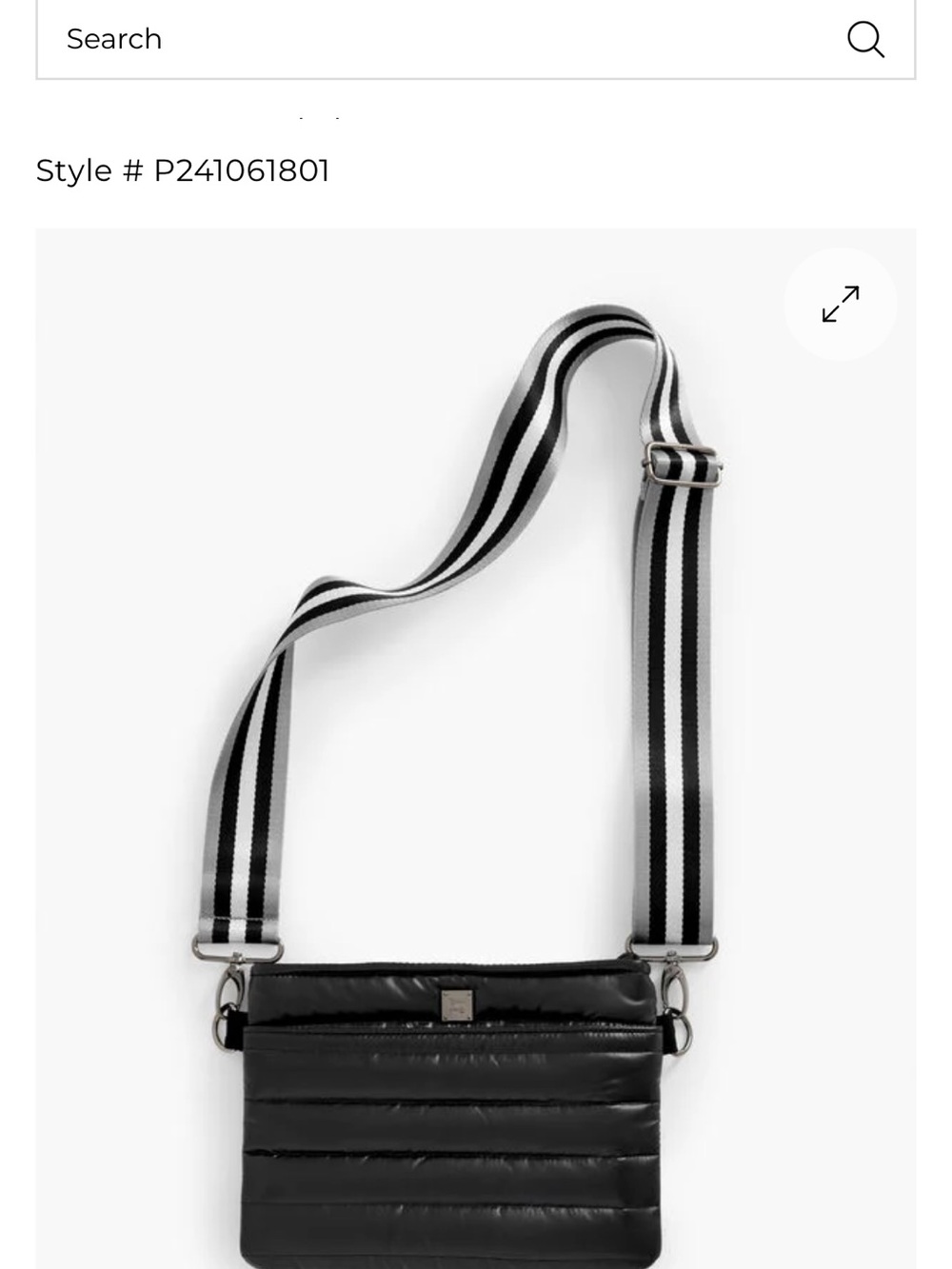 THINK ROYLN Black Quilted Crossbody with Striped Adjustable Strap